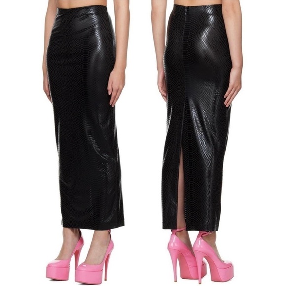 Kim Shui Black Croc-Embossed Jersey Midi Skirt - NWT - Picture 2 of 15
